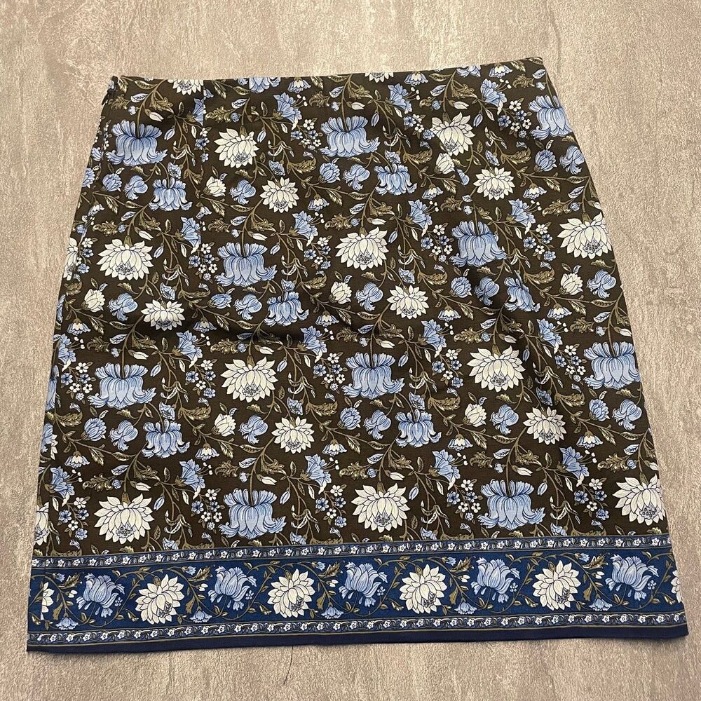 Talbots Sz 4Petite A-Line Canvas Side Zip Contrast Border Skirt Cottage Floral - Picture 4 of 5